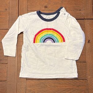 Primary White Long Sleeve Shirt with Rainbow Design